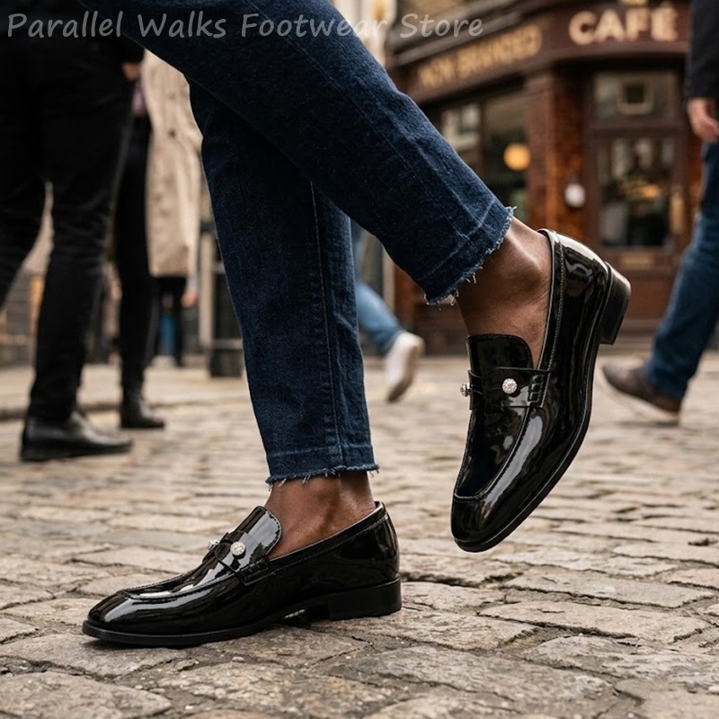 Men'S Shoes Smart - Mocassins pour hommes noirs en similicuir